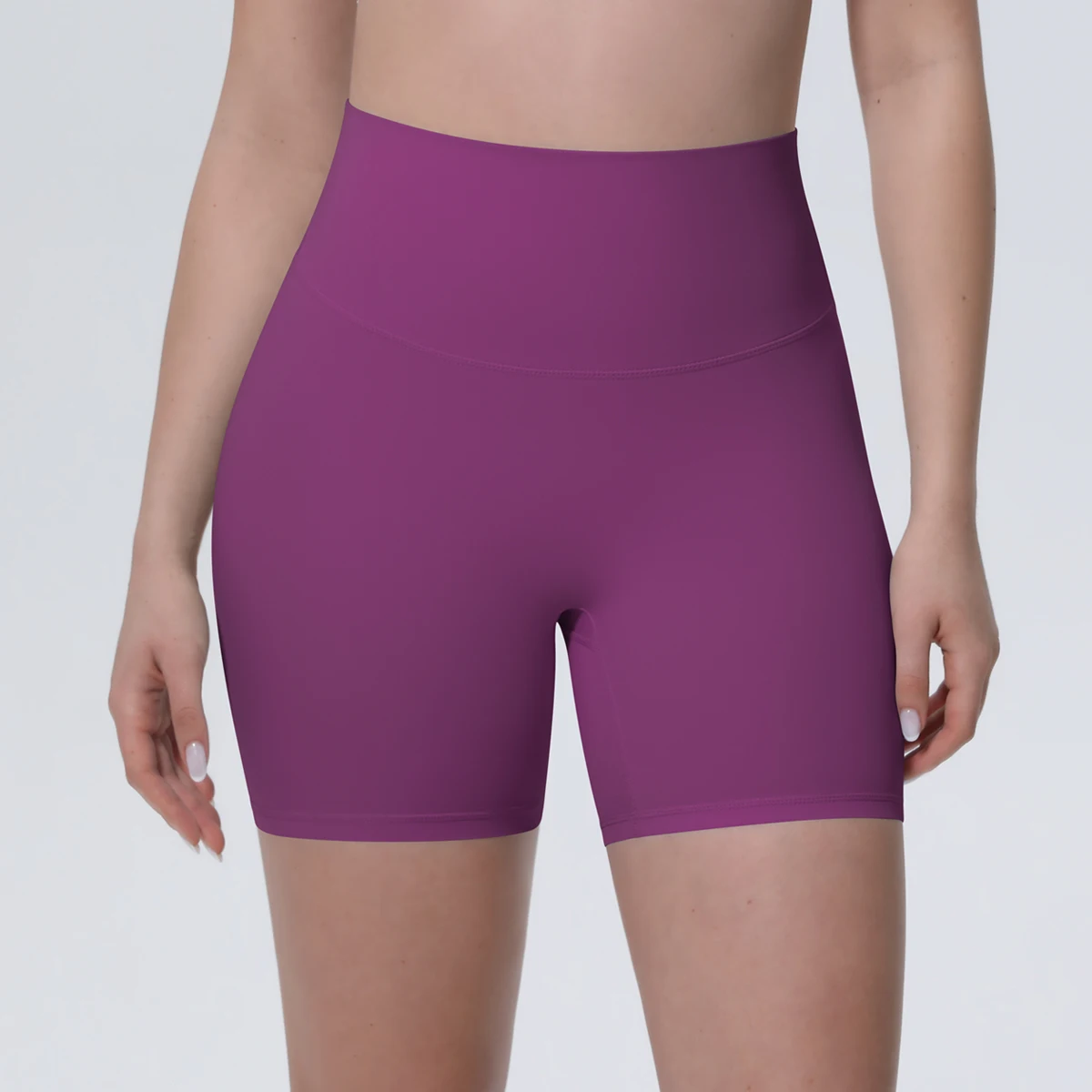 1 Stück Damen Sport-Kurze Yoga-Leggings Einfarbige Hochtaillierte Fitness-Shorts Schnelltrocknende Radfahr-Workout Nahtlose Shorts – Detail 35