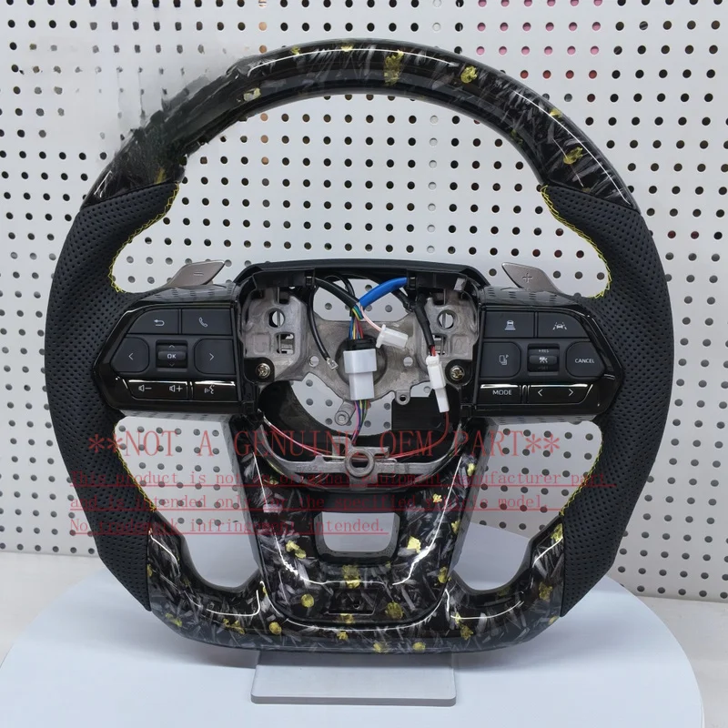 For Toyota Water Transfer Printing Carbon Fiber Aftermarket Steering Wheel Hilux Corolla LC300 LC250 Horn Cover Decorative Cover