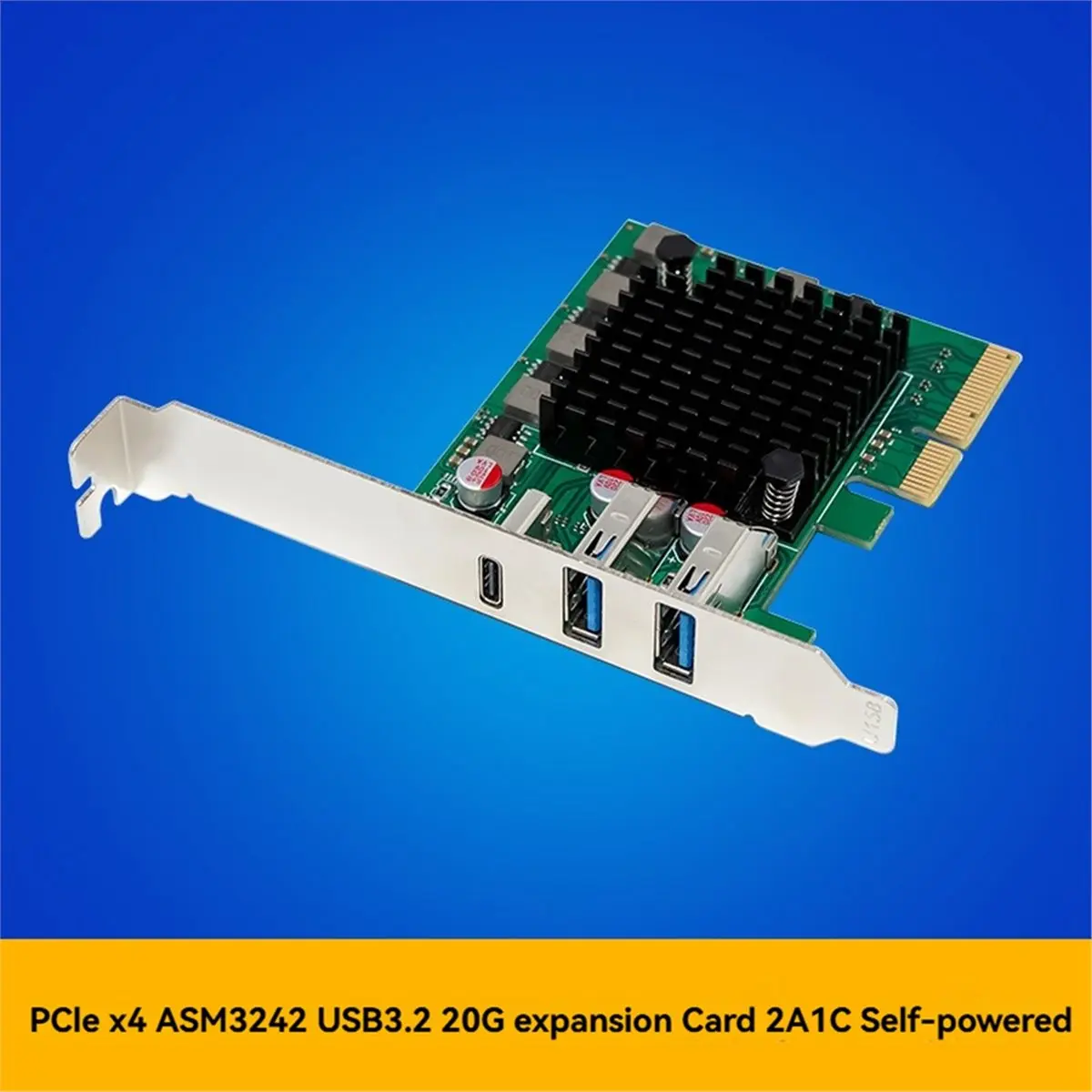 New Electronics PCIE PCI-E 3.0 X4 ASM3242 Chipset PCIe X4 to 2-Ports USB 3.2 + Type-C Expansion Card USB 3.2 20Gbps Adapter for