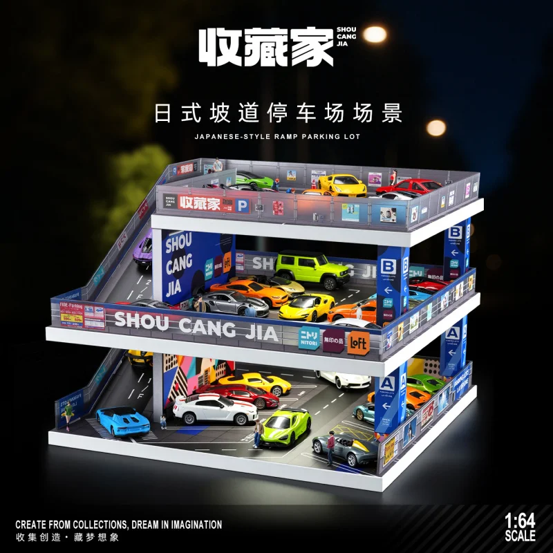 1:64 Scale Alloy Toy Car Storage Display Case with Light for Collectible Models