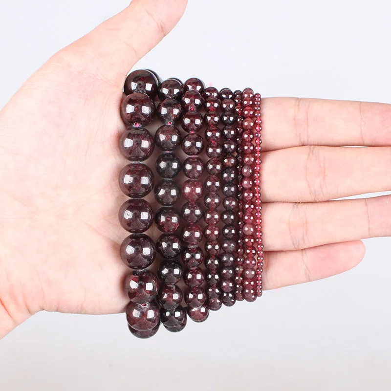 Natural Stone Garnet Gem Stone Beads Garnet Round Loose Beads 2 3 4 5 6 7 8 10 12mm For Diy Bracelets Necklace Jewelry Making