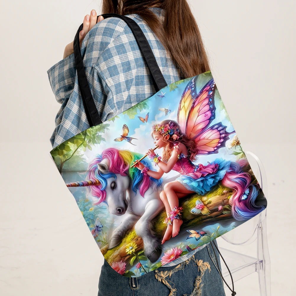 4pcs Girl Large Capacity Linen Tote Bag