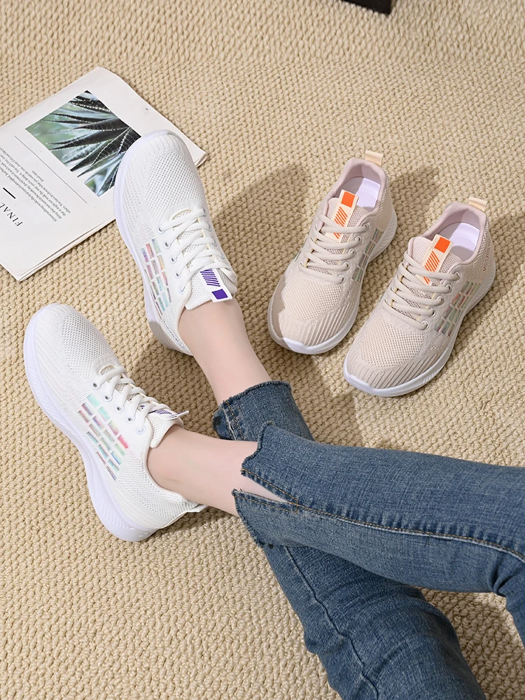 Atmungsaktive Sportschuhe aus Mesh für Damen, leichte und bequeme Sportschuhe mit weicher Sohle, Damen-Schnürschuhe für Freizeitaktivitäten und zum Laufen. – Detail 8