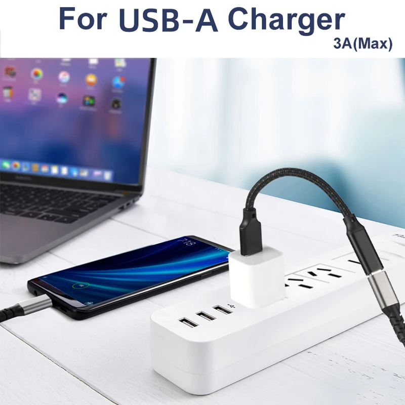 USB A 3.2 to Type C Female 10Gbps Extension Short Cable Fast Charging 3A 60W Wire For Iphone MacBook Huawei Earphone Adapter