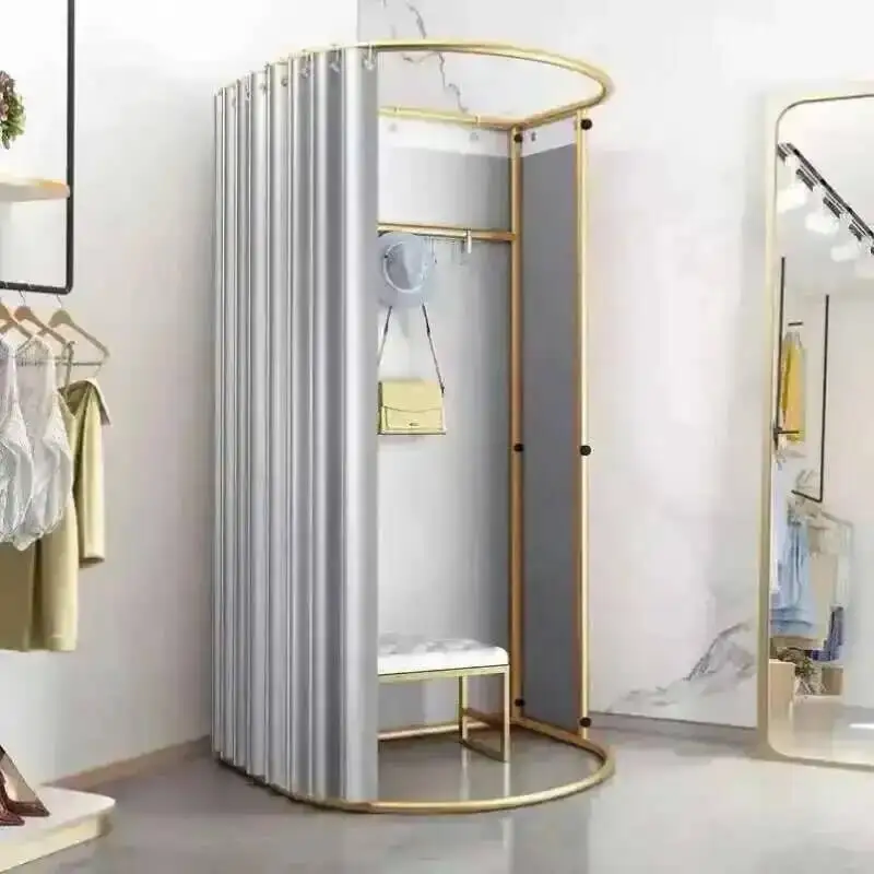حامل بسيط المحمول تخزين الستار تخزين الرف غرفة المنقولة خلع الملابس المؤقتة متجر الملابس الطابق تركيب غرفة رف شاشة #3