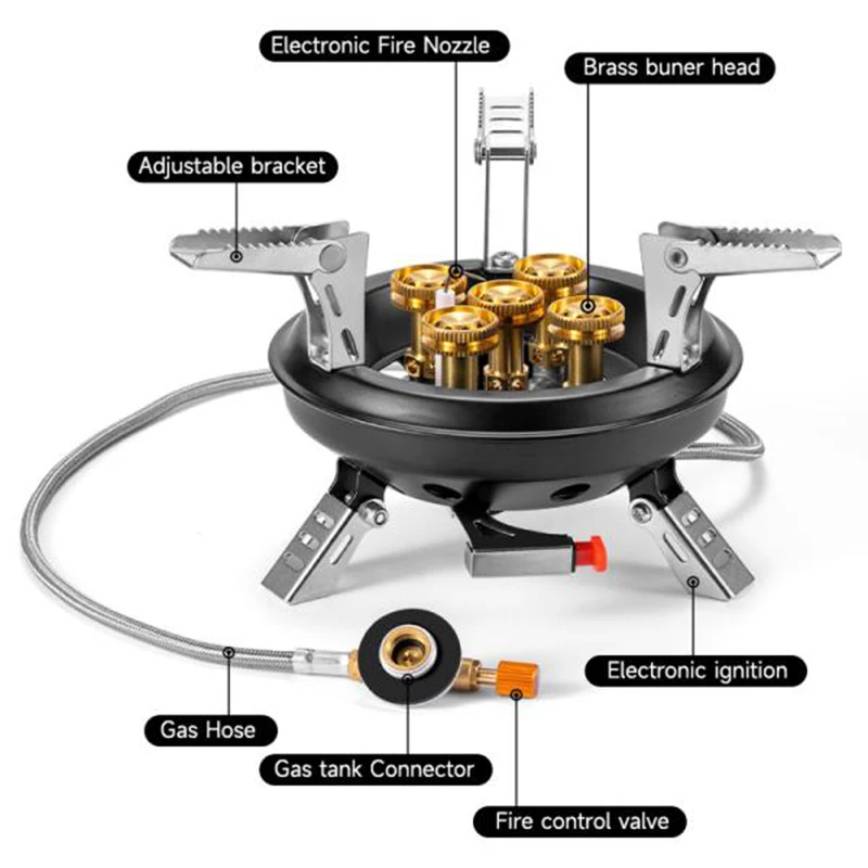 BRS-201A Portable Camping Gas Stove 16000W High Pressured Propane Butane Gas Burner Outdoor Emergency Stove with Piezo Ignition