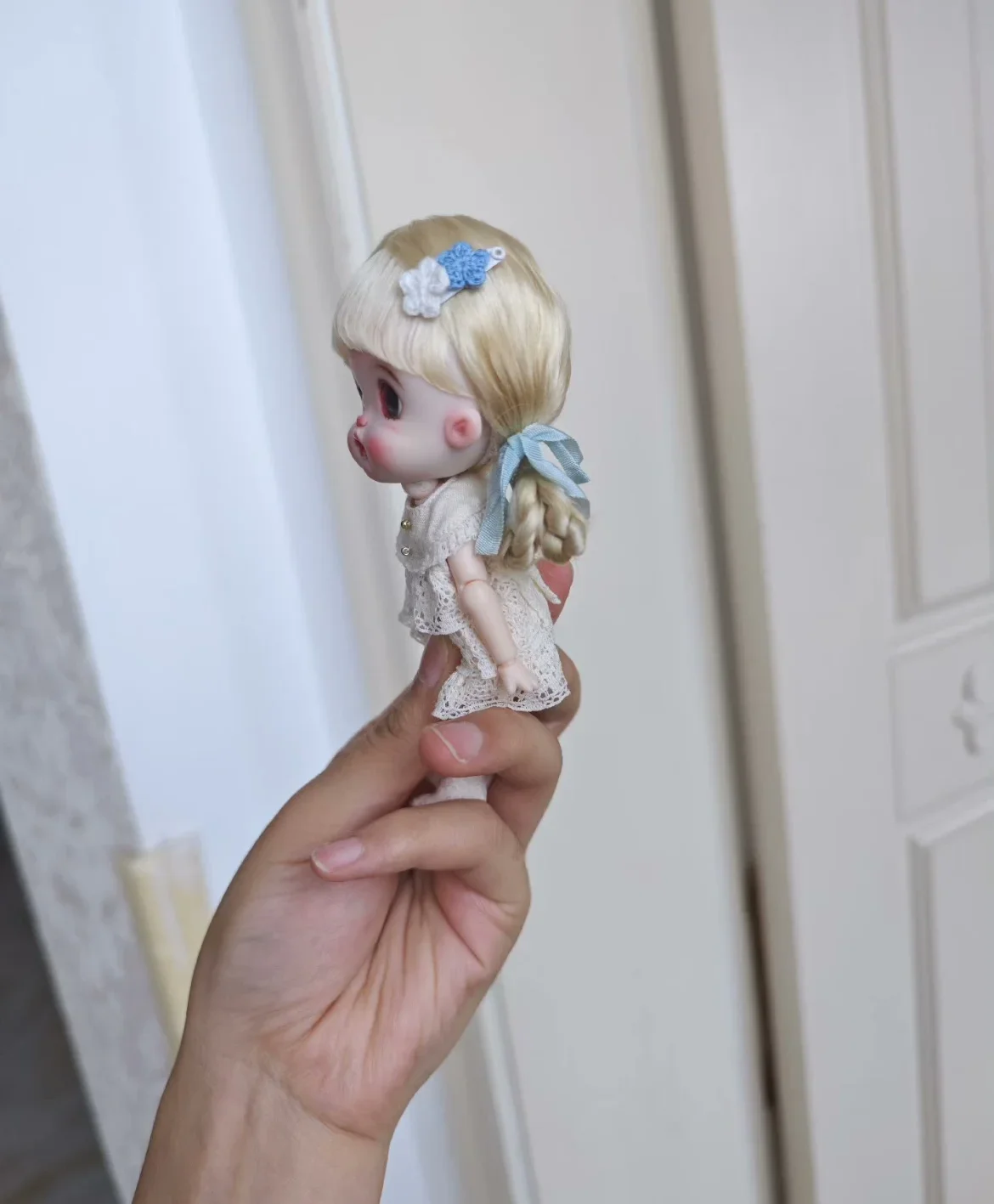 Hair for doll OB11 hard head shell wig 5-6" 14.5cm head circumference, light color BJD doll mohair