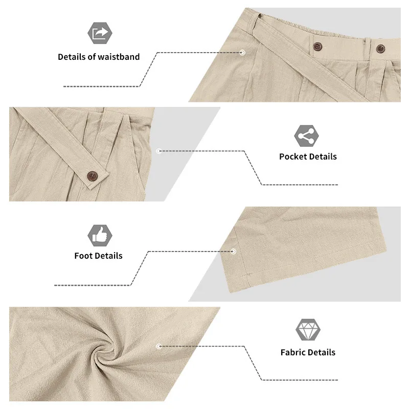 Europäisch-Amerikanisches Herren-Leinen-Freizeitset: Hemd mit Umlegekragen und Hose mit hohem Bund und Gürtel – Locker, atmungsaktiv, für Urlaub und Strand – Detail 33