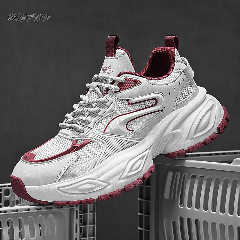 

Мужские кроссовки на массивном каблуке, оригинальная дизайнерская спортивная обувь, модная повседневная кожаная ткань, дышащая теннисная обувь на увеличенной платформе