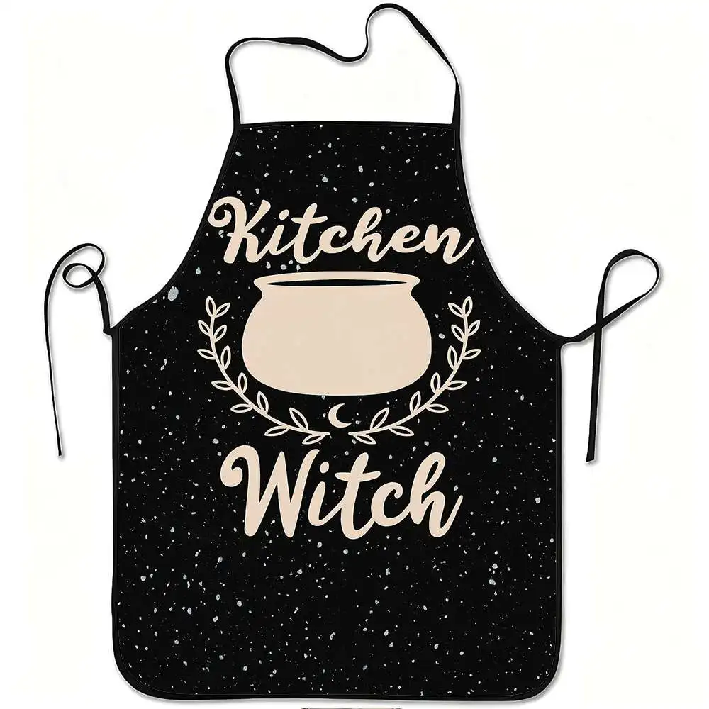 1pc Kitchen Witch Funny Print Apron, Durable And Easy to Clean, Adjustable Waistband, Polyester Material, for Kitchen Cooking, G