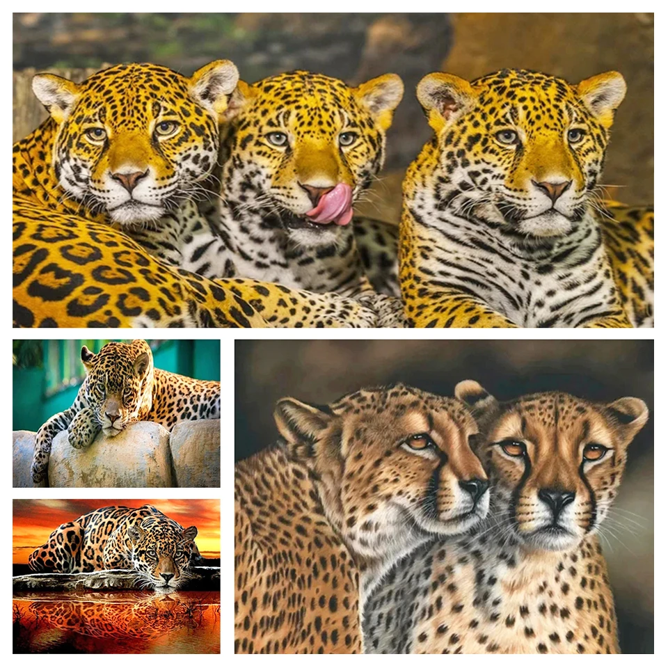 5D Diy Diamond Painting Panther Jaguar Leopard Diamond Art Animals Embroidery Cross Stitch Mosaic Home Decoration Gifts