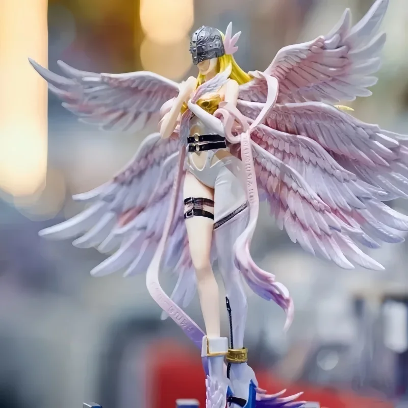 28cm Anime Digimon Adventure Figures Angewomon Angemon Led Action Figurines Statue Model Collection Toys Children Gift Toy