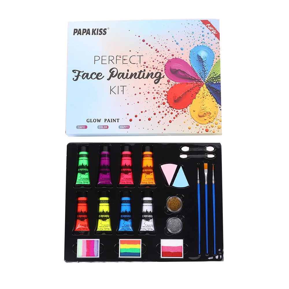 

Body Face Painting Paint Glitter Face Color Template Painting Brush Set for Halloween Parties and Performances