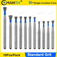 Fresas de diamante Dental fresas de odontología SI cono invertido único FG 1,6mm grano estándar para pieza de mano de alta velocidad 10 unids/pack