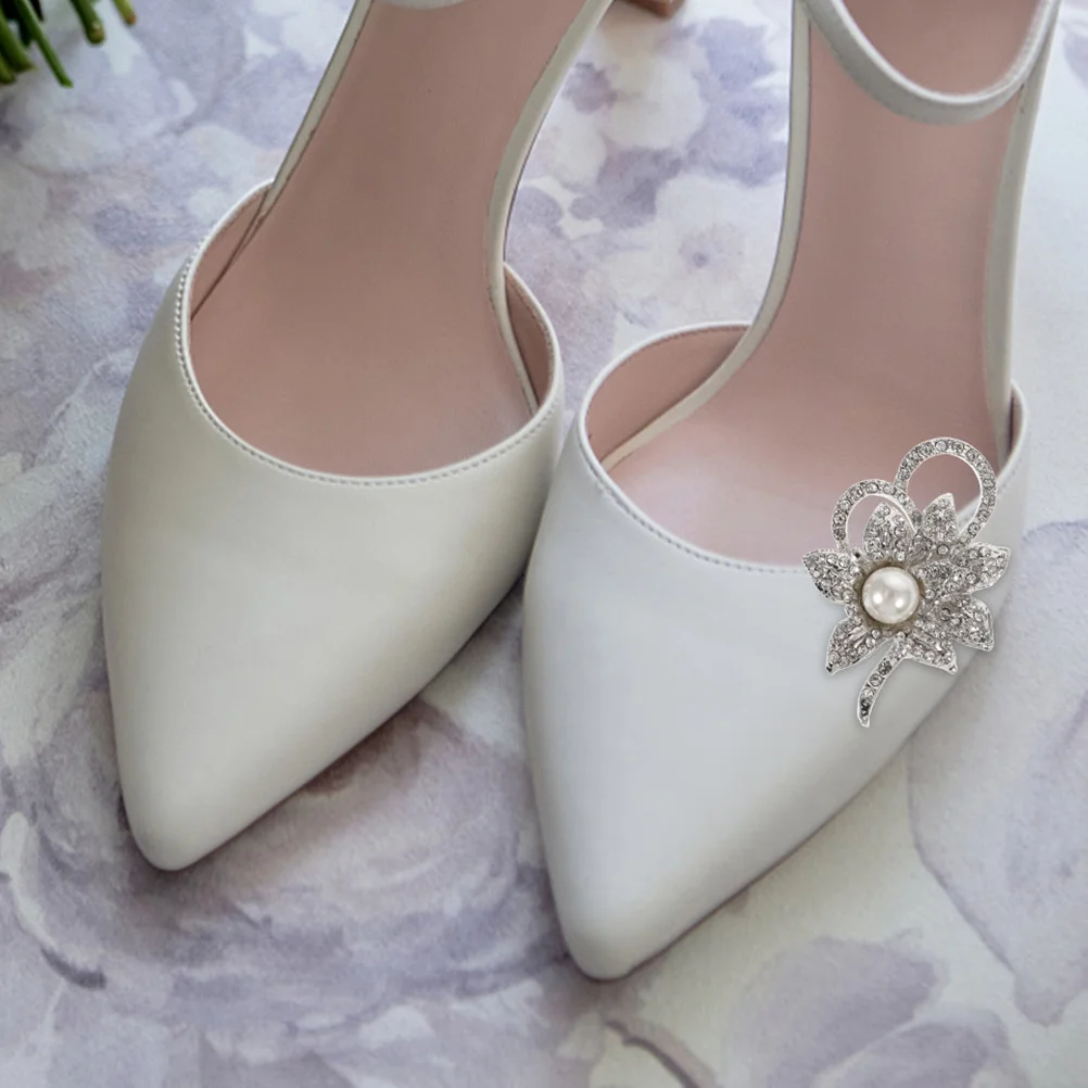 

2pcs Rhinestone Flower Shoe Clips Alloy Buckle For Women Dress Shoes High Heel Sandals Bling Decorative Accessories Wedding