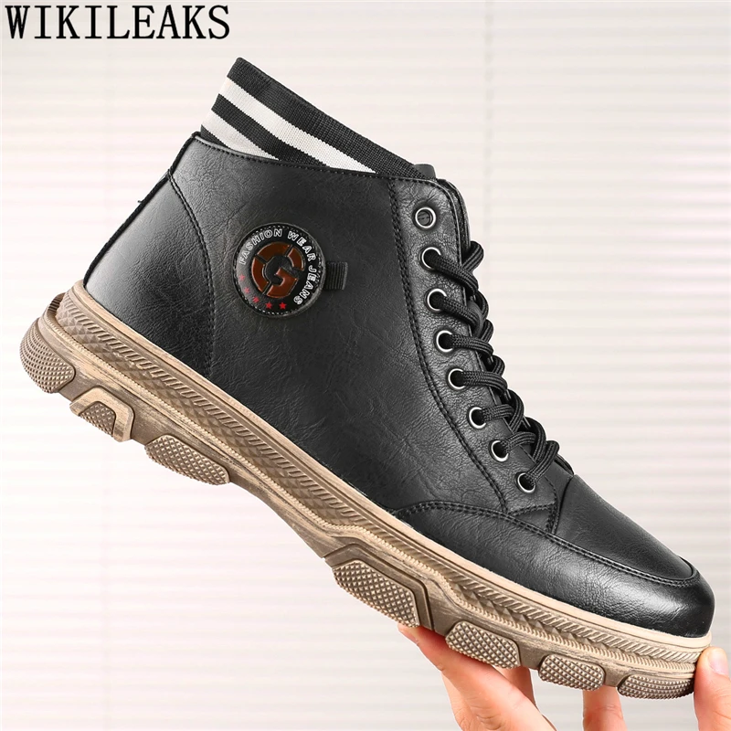 Black Boots Men Casual Shoes Boots for Men Male Ankle Boots Men Shoes Leather Man Designer Shoes Zapatillas Hombre Chaussure