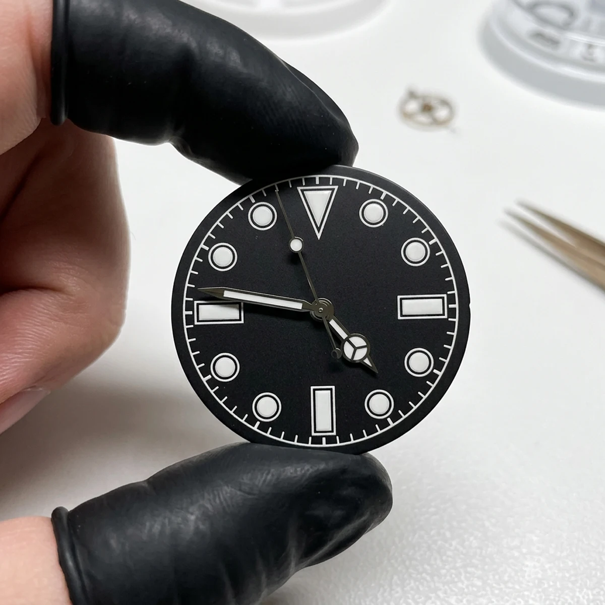 28.5mm Watch Dial + Hands Green Luminous for NH35 NH36 Automatic Movement Replacement Watch Parts