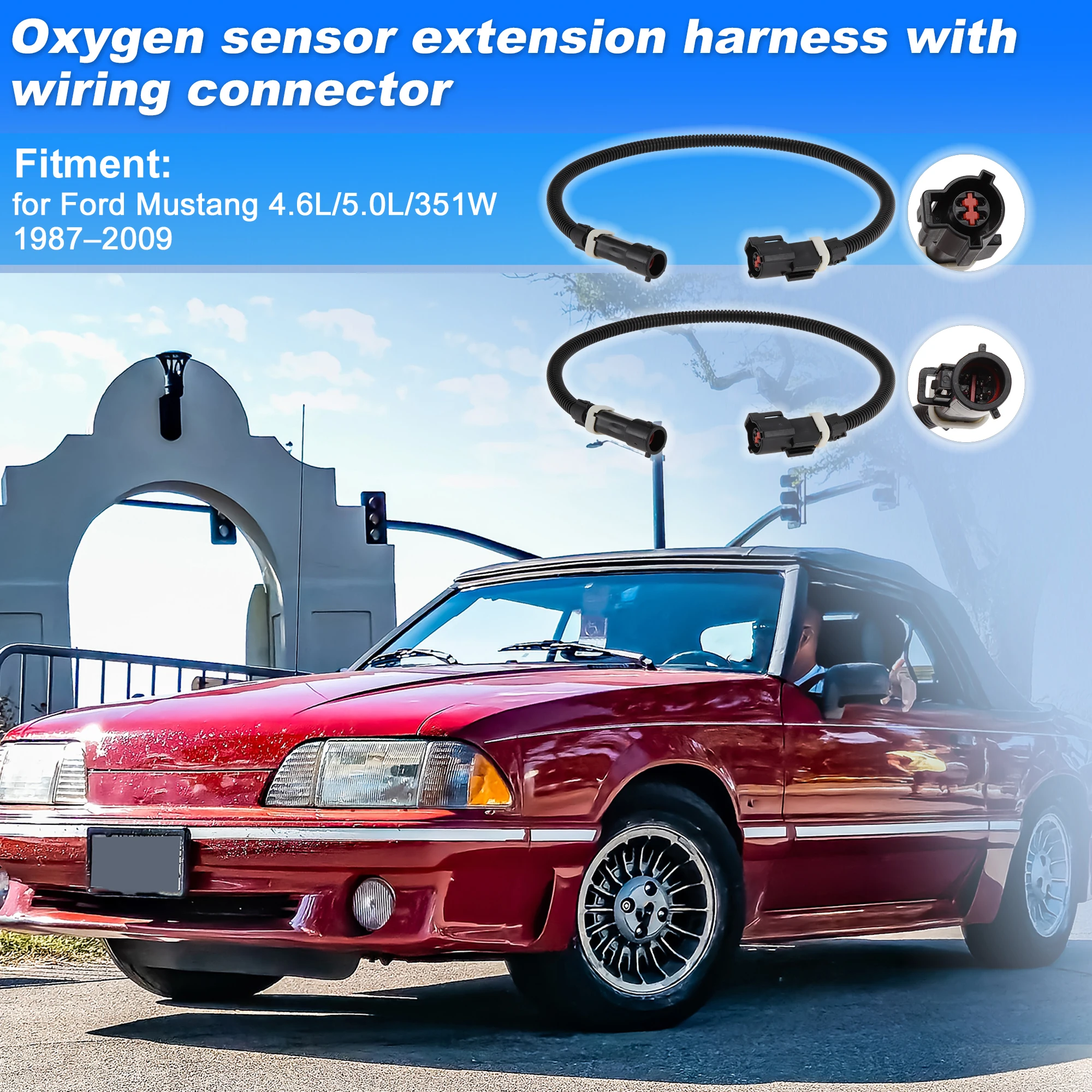 UXCELL For Ford for Mustang 4.6L/5.0L/351W 1987–2009 Oxygen O2 Sensor Extension Harness