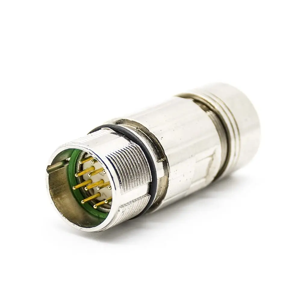 Elecbee M23 12 Pin Connector Male Plug Straight Solder Type for Cable Connector Shield M23 Male 12 Pin Connector