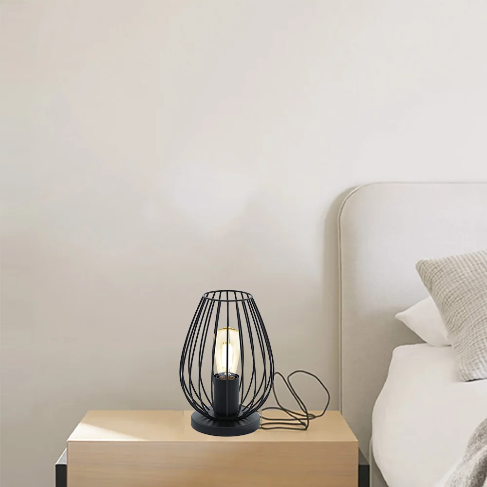 Nordic Art Table Lamp Birdcage Shape Iron Desk Lamp Living Room Bedroom Cafe Decor Bedside Black Indoor Table Light