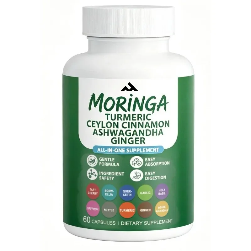 Moringa Supplement Containing Turmeric, Ceylon Cinnamon, Quercetin, Sour Cherry -60 Capsules
