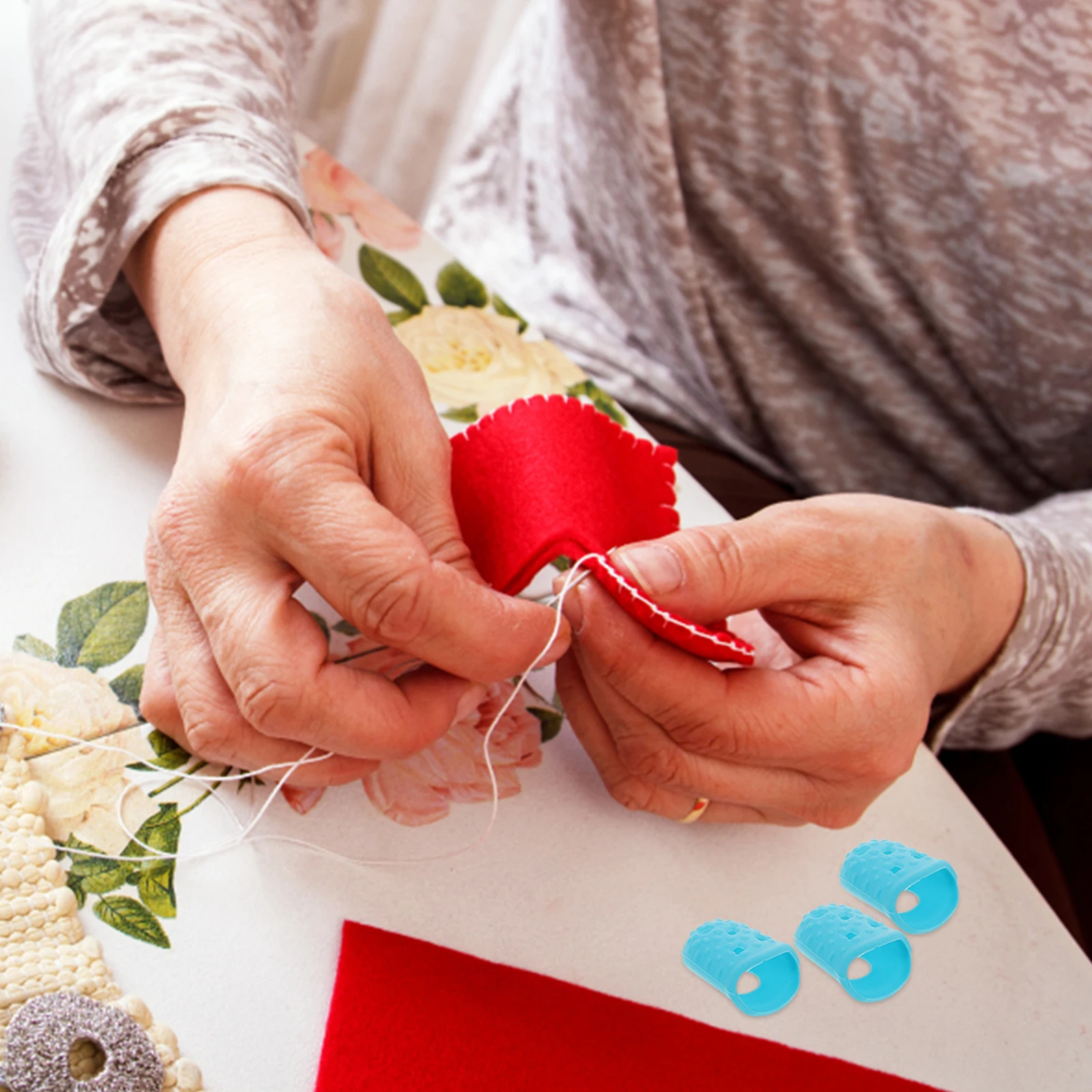 

10pcs Silicone Finger Caps Anti-Slip Durable Sewing Protection For Diy Embroidery Cross-Stitch Learning Supplies Handicraft