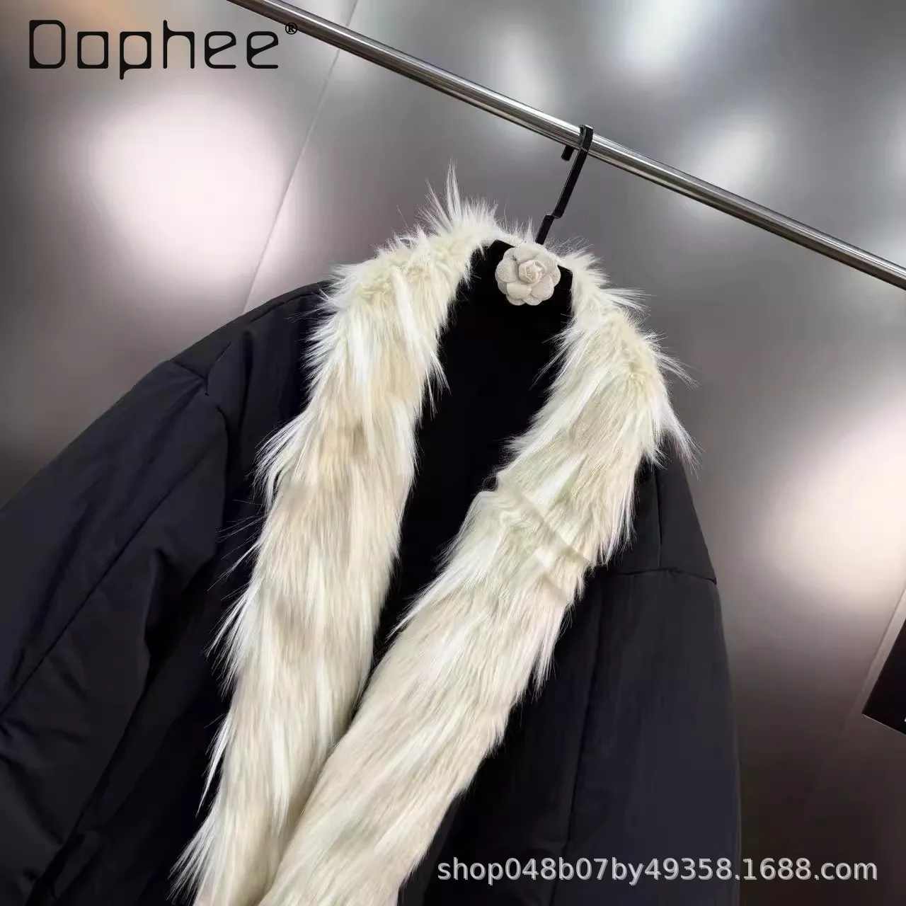 2025 الشتاء صديقة للبيئة الفراء طوق المتضخم طويلة الأكمام الأوروبية الأمريكية Ins سميكة الدافئة فضفاضة سترة قطن المرأة العصرية #5
