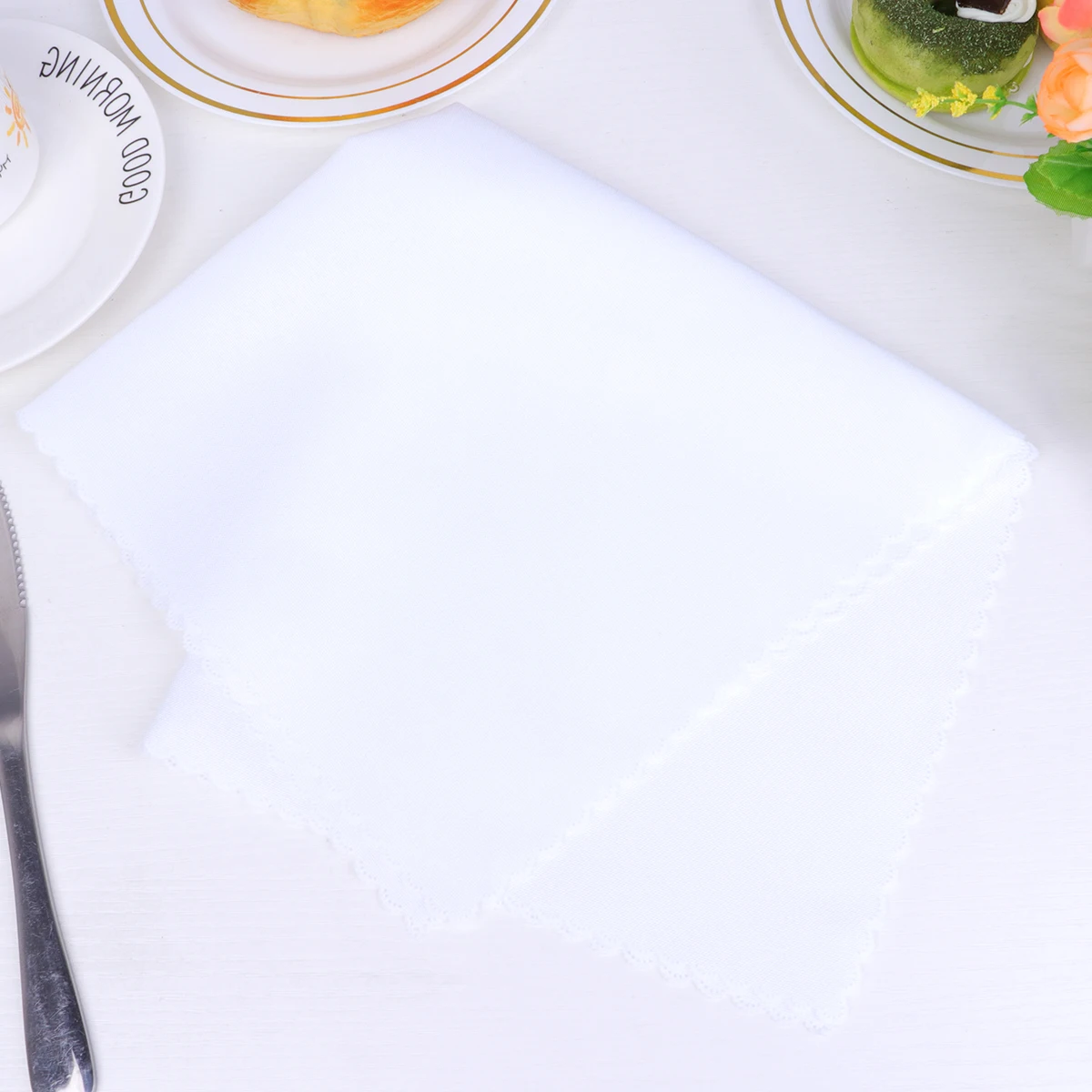 

4 Pcs Solid Color Napkin Cloth Simple Style Tableware Pad White Placemat Dining Home Party Hotel Cafe Machine Washable
