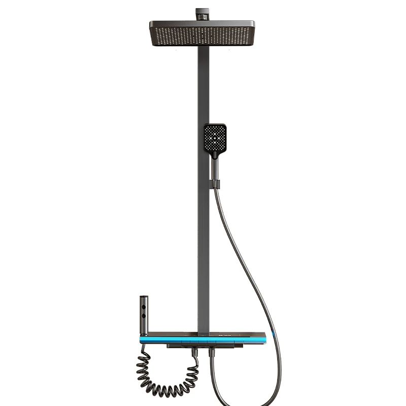 

Shower Trim SystemHot Selling Gun Gray Wall Mounted Modern Curtain Complete Head Shower Faucet Set For Bathroom
