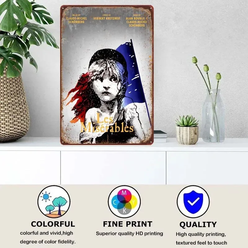 Custom Metal Sign Plate Decoration for Home Decorations Les Miserables for Pub Club Coffee Bar Garage Retro Wall Decoration Art