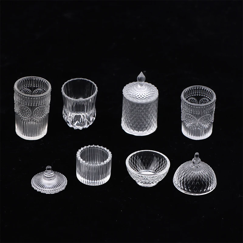 1Pc 1:12 Dollhouse Miniature Jar Cup Tableware Storage Jar Candy Jar Cookie Jar Water Tea Cup Model Toys Kitchen Decor