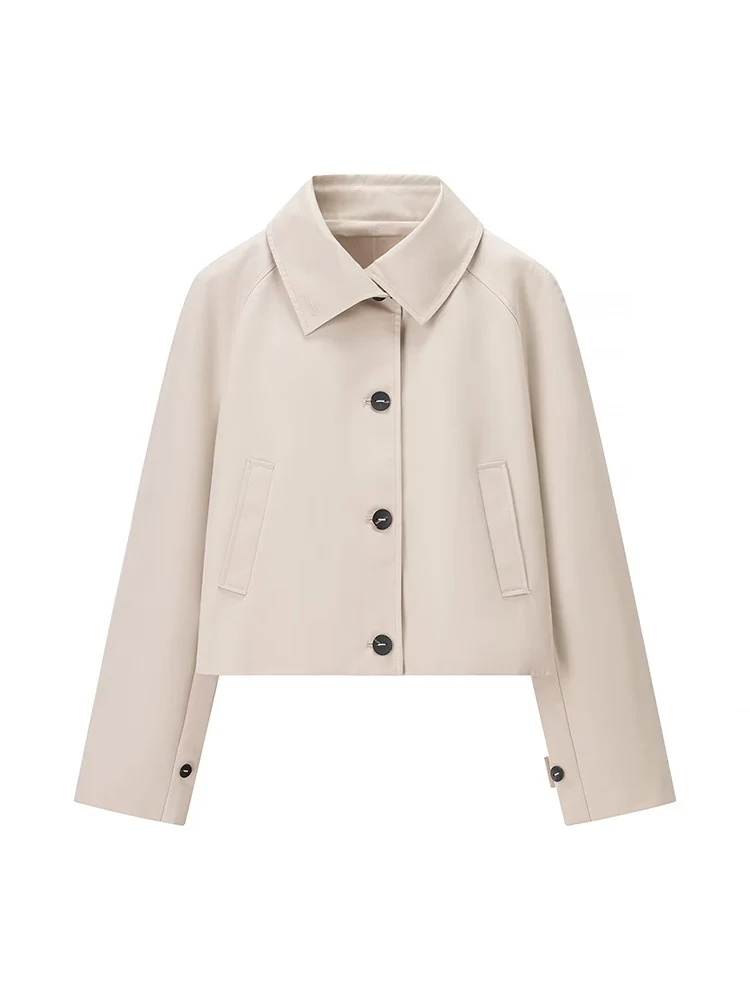 

European and American style autumn new fashion trend women's loose versatile high collar long sleeve short windbreaker jacket
