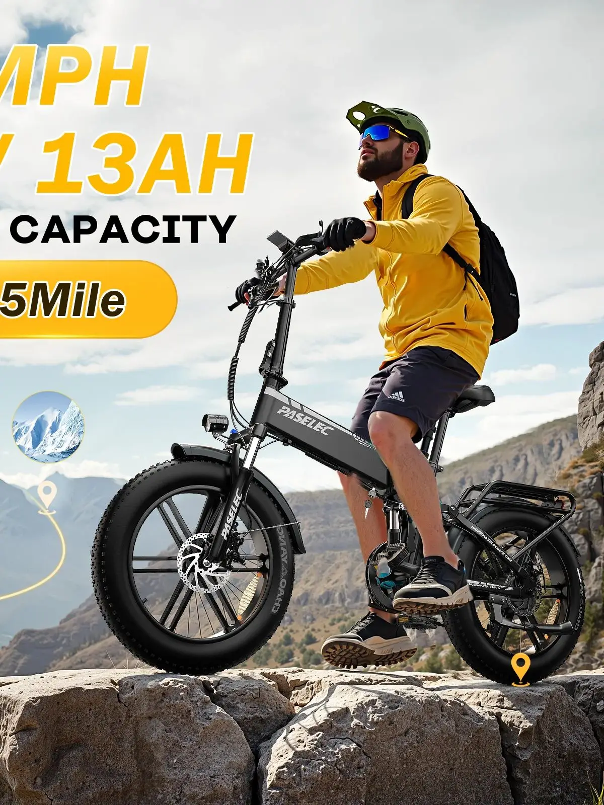 PX6 E-bike 750W borstelloze motor 48V13AH batterij Dubbele vering Opvouwbare elektrische fiets 20-inch band All-terrain elektrische fiets - afbeelding 2