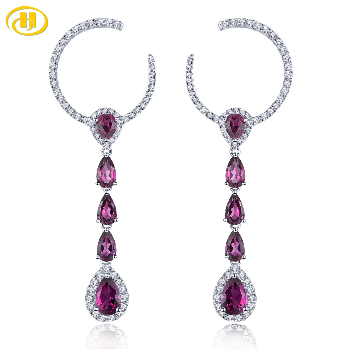 

Natural Rhodolite Garnet Sterling Silver Earring 3.2 Carats Genuine Rose Garnet Romantic Jewelry Women New Year Christmas Gifts