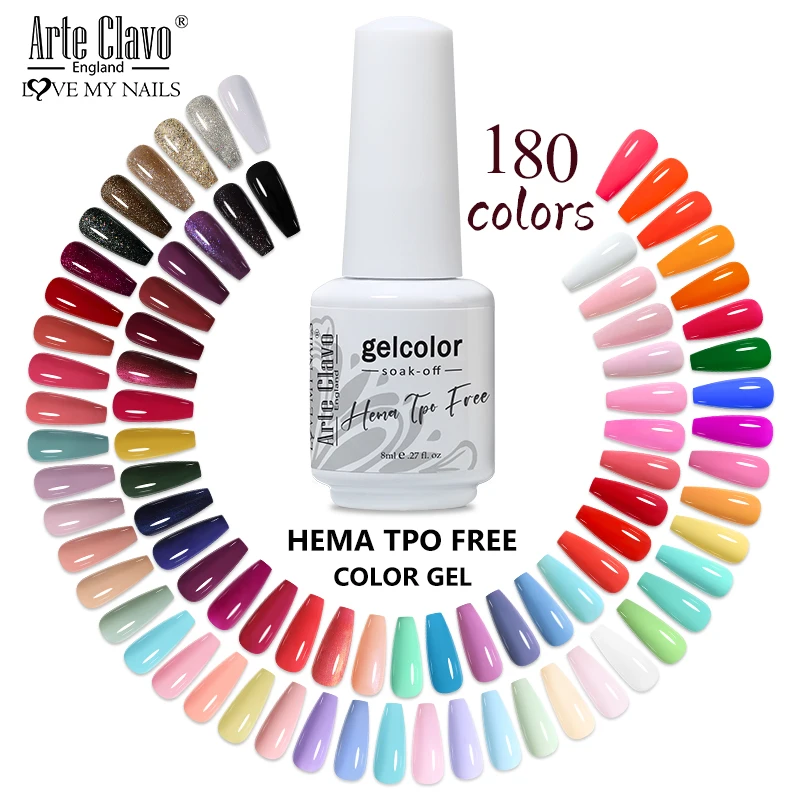 アルテ クラボ 8ml HEMA・TPOフリー ジェルネイルポリッシュ ネイルアート マニキュア セミパーマネントジェル UVハイブリッドニス ベース＆トップコート エナメル 新商品