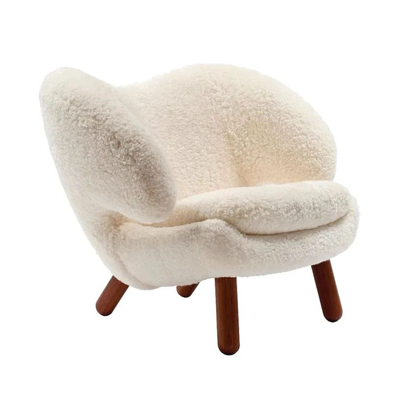 

Cream Lonely Wind Single Sofa Lamb Plush Pelican Chair Retro Light Luxury Lazy Leisure Sofa Chair