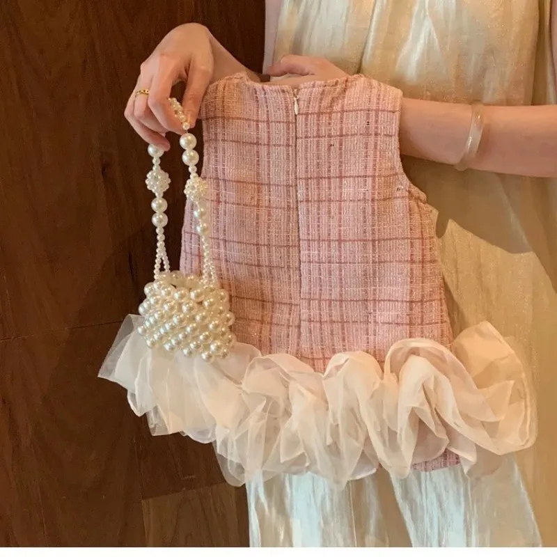 80-130 سنتيمتر الفتيات فستان الأميرة الخريف/الشتاء تانك القمم فستان الأطفال سميكة المخملية فستان أسفل قميص قطعتين مجموعة