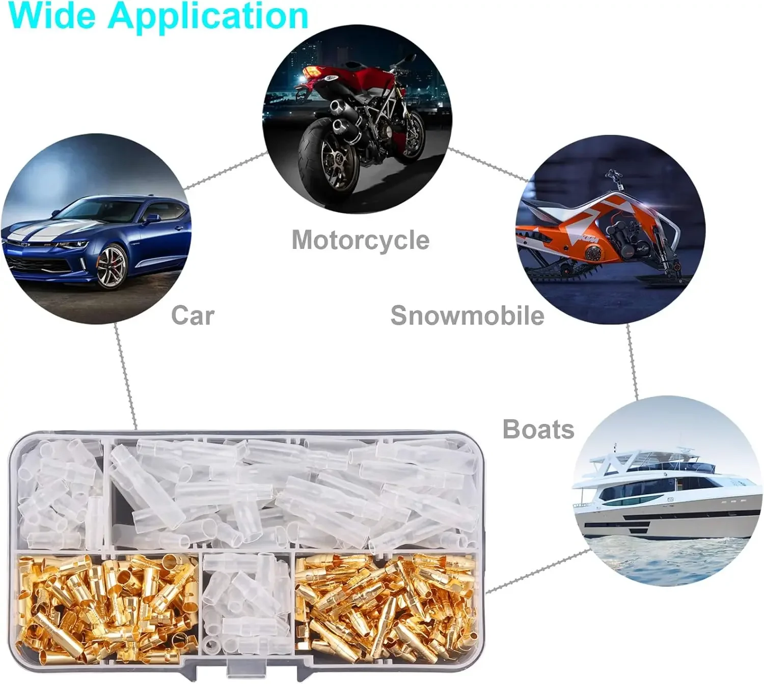 200PCS 3.9mm Bullet Connectors Kit Brass Bullet Male & Female Wire Terminals Connector with Insulation Cover for Motorcycle Moto image 5