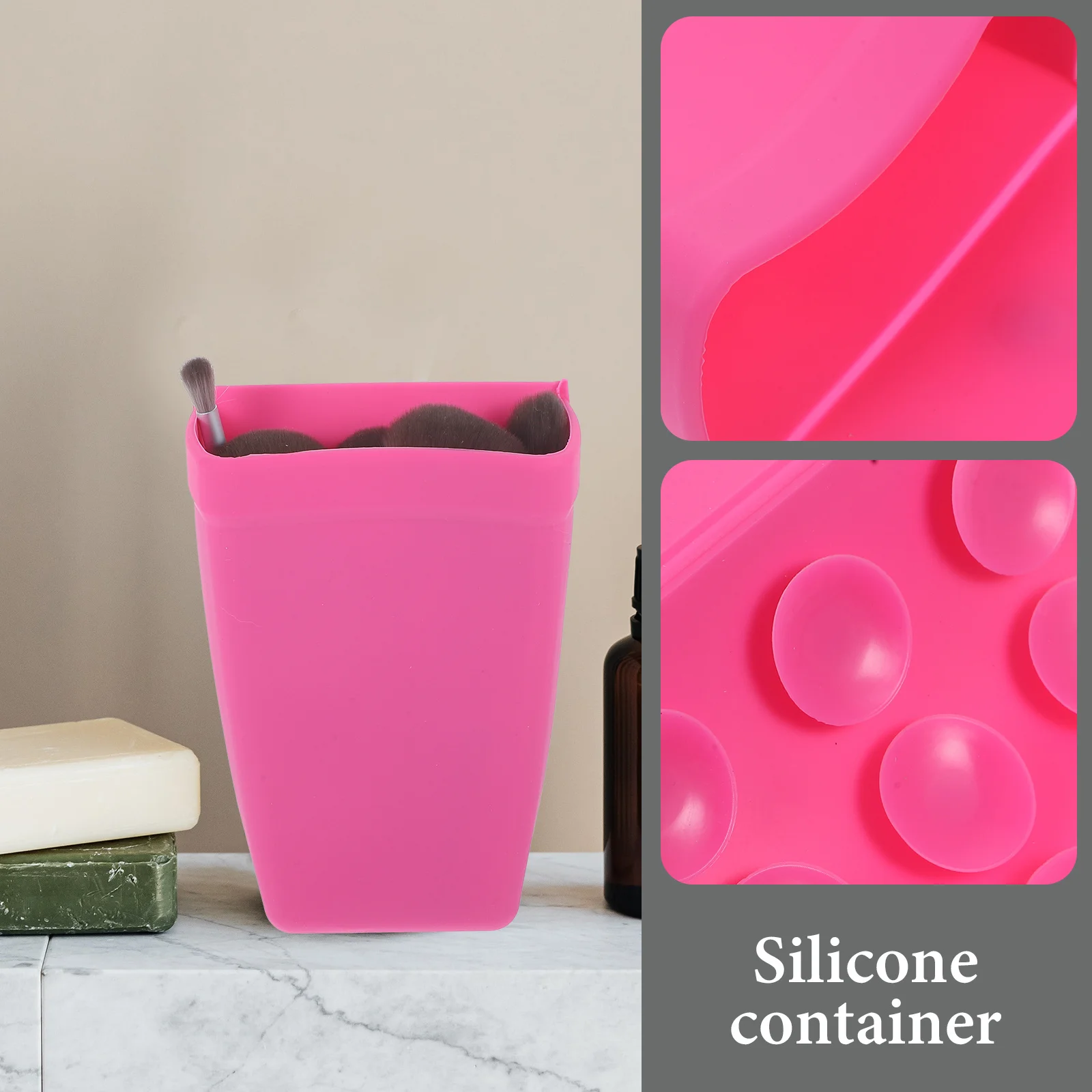 

Makeup Brush and Hair Tool Organizer with Suction Cup Silicone Bathroom Organizer Wall Mount for Curling Iron Straightener