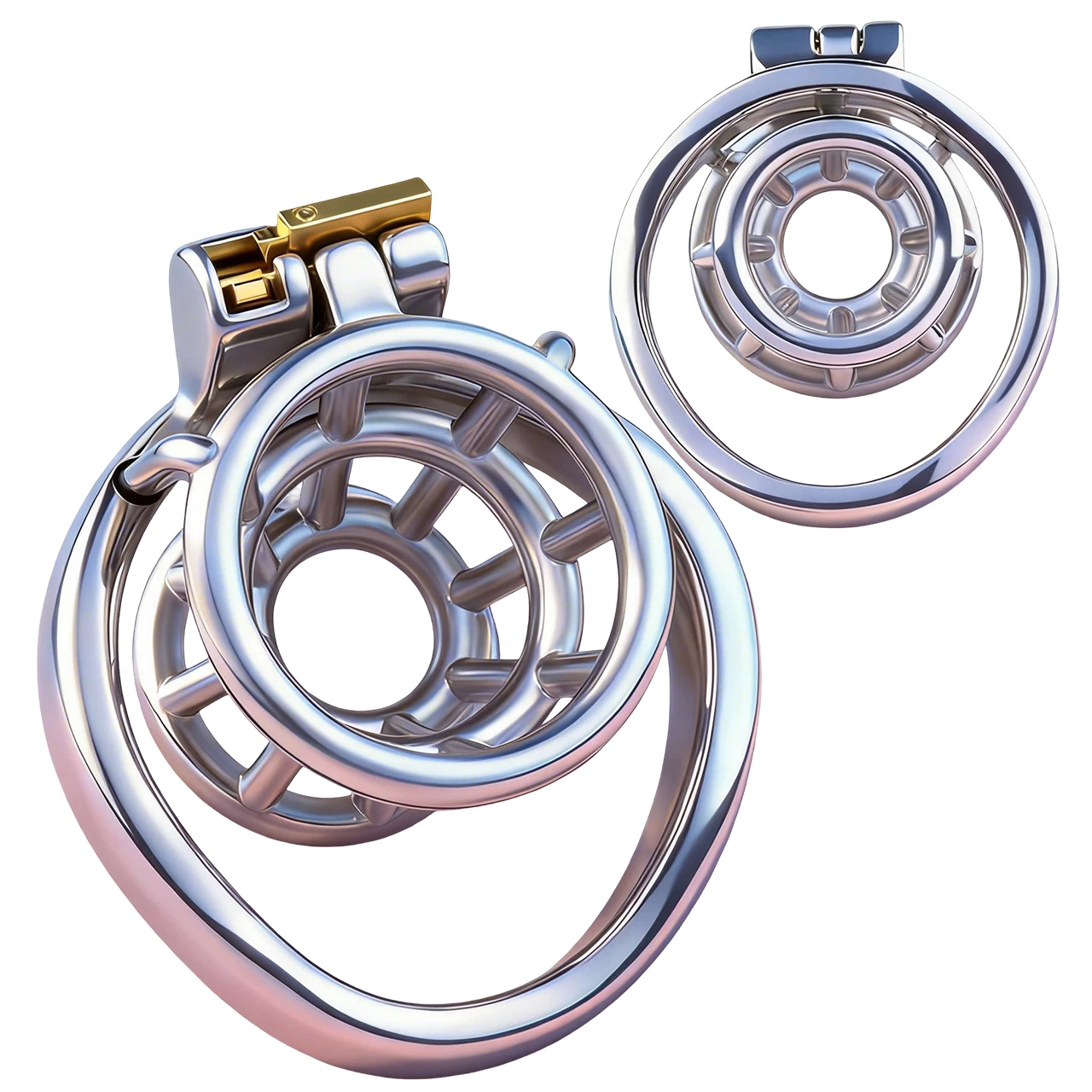 FRRK-cesta de castidad negativa, jaula de Metal de acero inoxidable, dispositivo de Castidad para pene, manga, anillo circular, bloqueo, juguete para pene