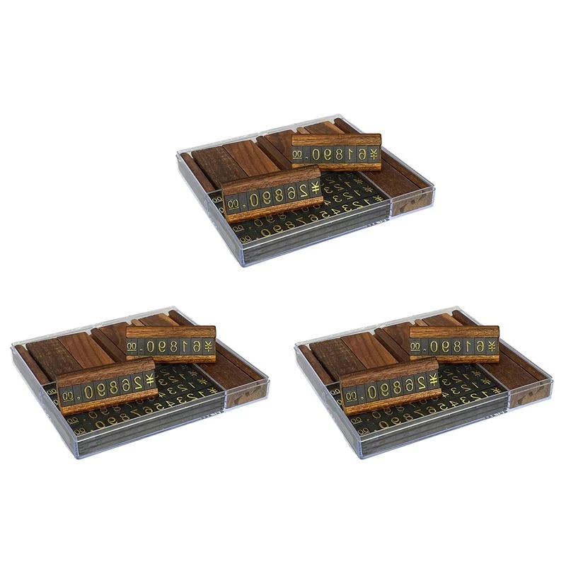 A32HOT-30 Sets Mini Wood Combined Number Price Cube Tag Jewelry Adjustable Number Pricing Label Sign Holder Card Stand B