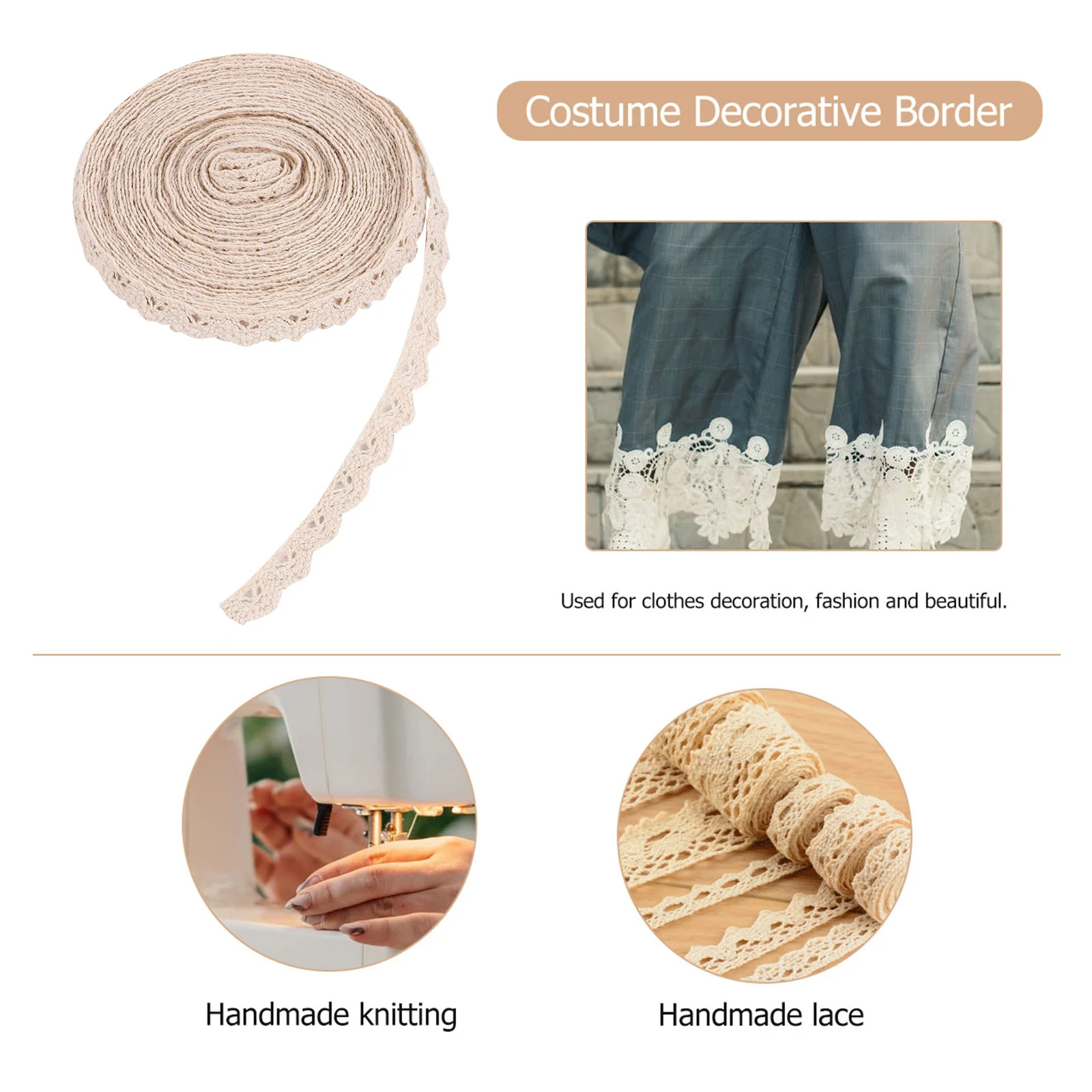 

1 Roll Cotton Embroidery Lace Trim Lace Ribbon Roll Floral Craft DIY Material for Sewing Clothing Sofa Cushion Gift Decor