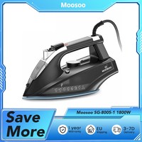 Moosoo SG-8005-1 1800W Steam Iron 470ml Water Tank, 4 Temperature Settings Auto-Clean & Anti-Drip, Fast Heating 220-240V Voltage