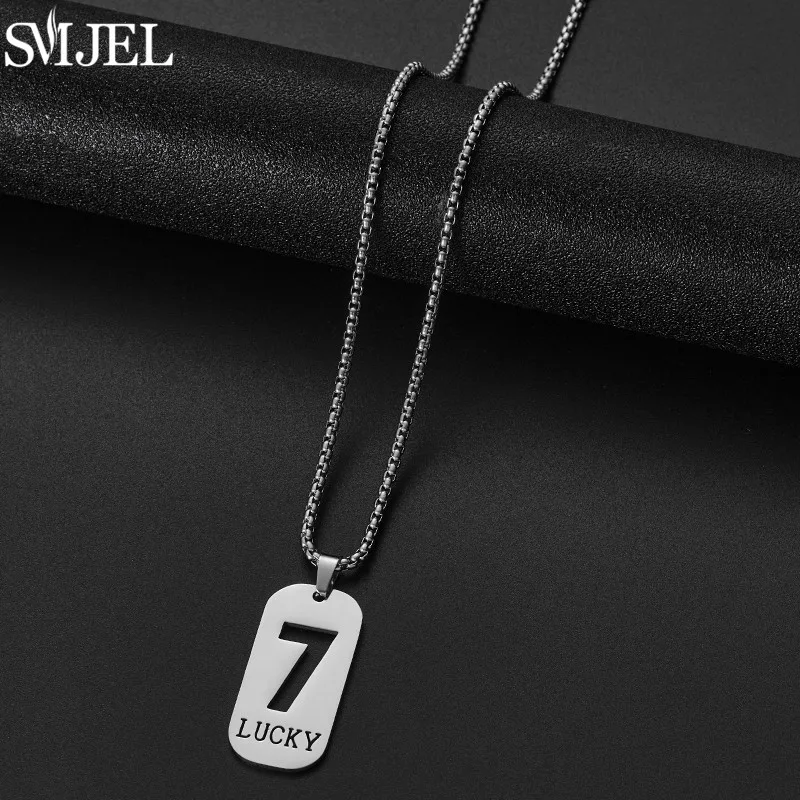 Stainless Steel Angel Number Necklace 0 1 2 3 4 5 6 7 8 9 Rectangle Pendant for Men Women Hollow Lucky Numbers Chain Jewelry view 5