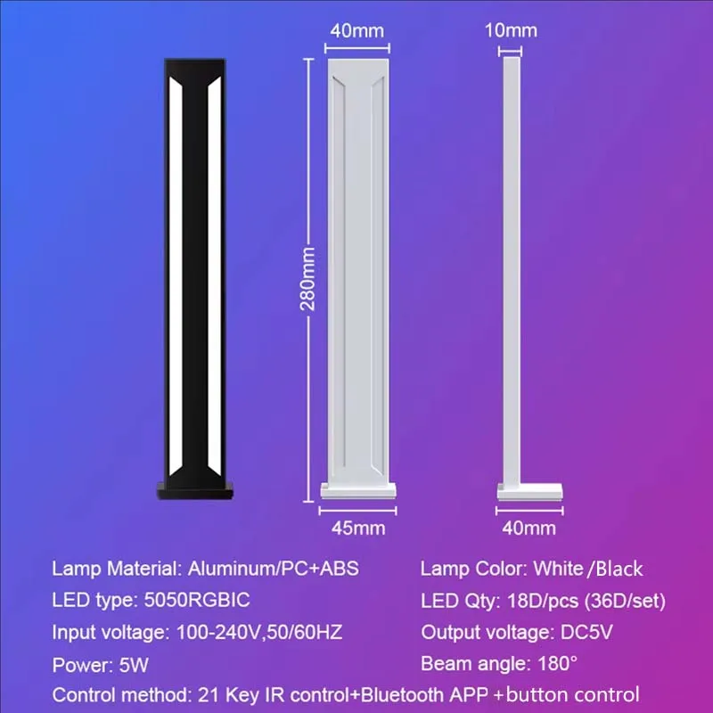 DC5V USB Bluetooth Atmosphere Pickup Lamp Ultra-thin 21keys IR Remote Control For Desktop Gaming Car Ambient Decor Surplife APP