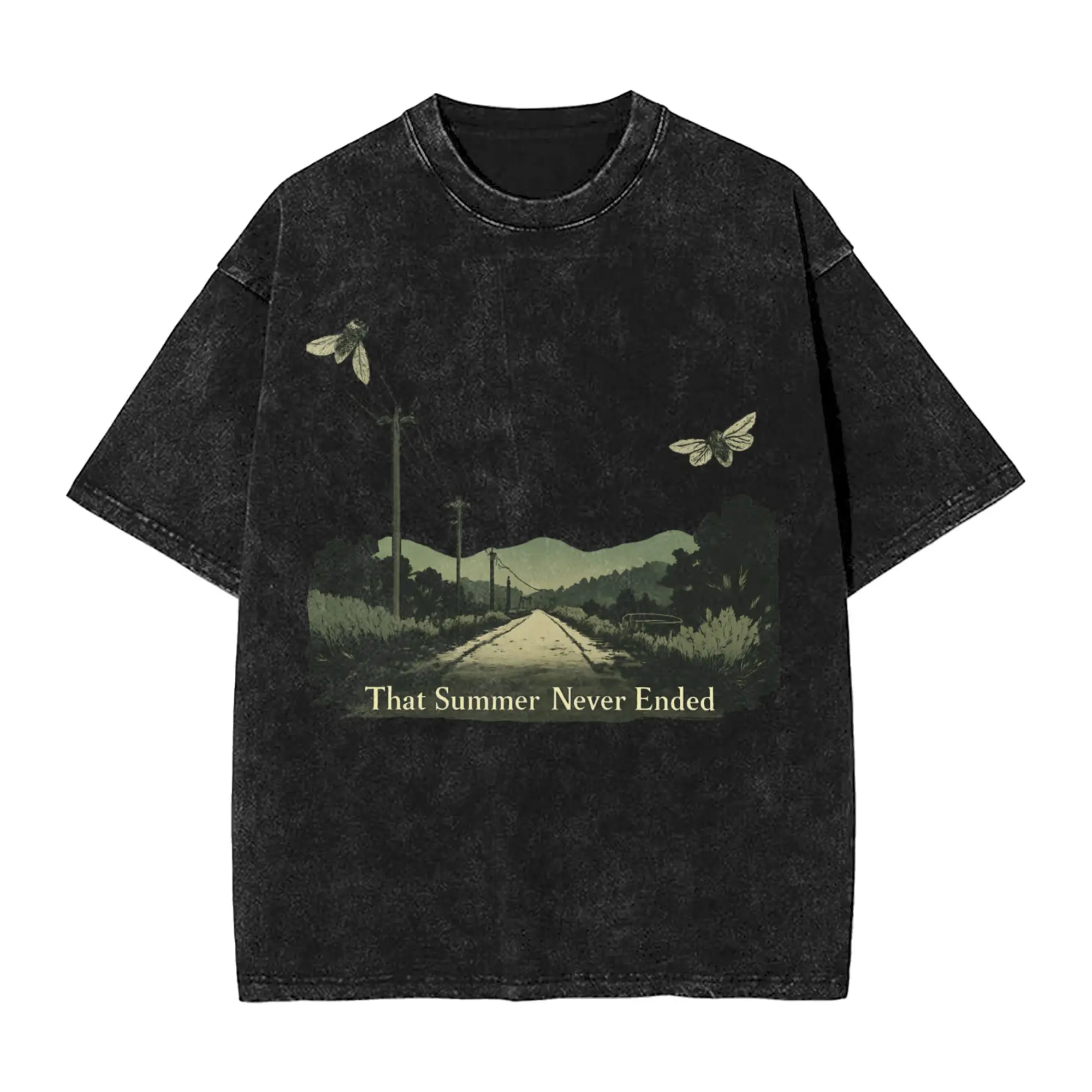The Summer Hikaru Died T Shirt Washed Cotton Oversize T-Shirt The Summer Never Ended Novelty Men Women Tops Streetwear Tops Tees