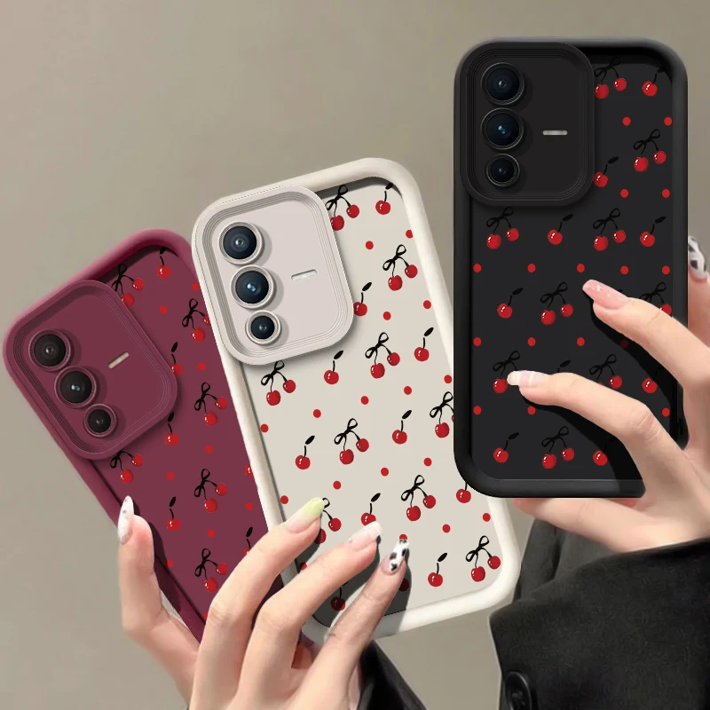 Case For OnePlus 8T 10R 11 Nord 2 3 4 CE 2 3 N20 30 SE Lite ACE 2 3 Red Cherry Bow Knot Silicone Shockproof Soft Phone Cover