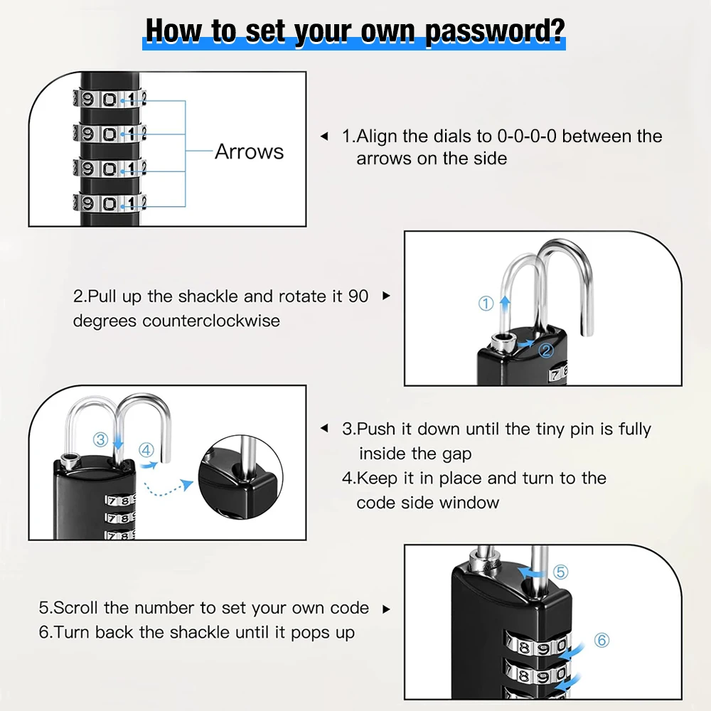 Mini Lock Resettable 4 Dial Digits Code Number Password Combination Padlock Travel Security Lock for Luggage Lock Padlock Gym