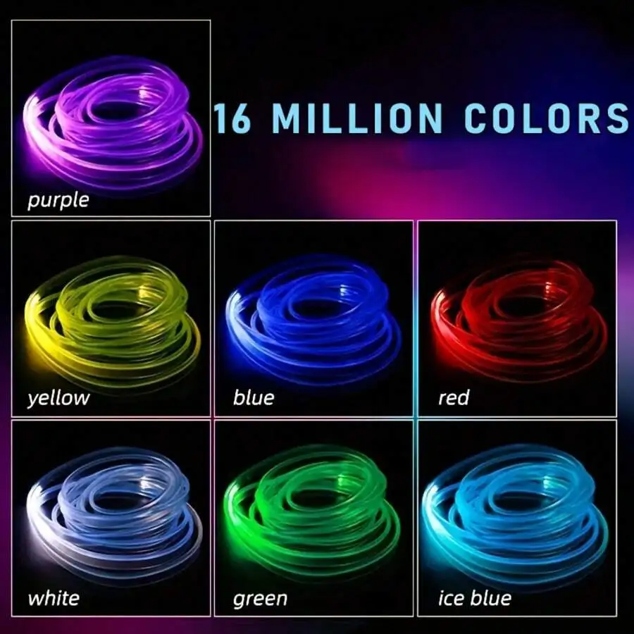 3-Meter/118-Inch Automotive Neon Light Strip, Suitable For Center Consoles And Dashboards, 7-Color RGB LED Light Strip, APP