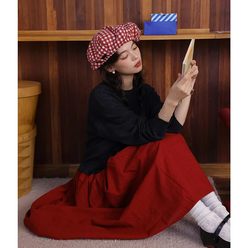 

Женская утягивающая винтажная юбка-миди больших размеров, весенне-осенняя новая юбка трапециевидной формы из художественного полиэфирного волокна для поездок на работу